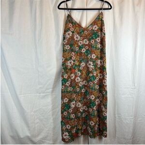 Stitch & pine 70's Retro Floral Slip Midi Dress lightweight